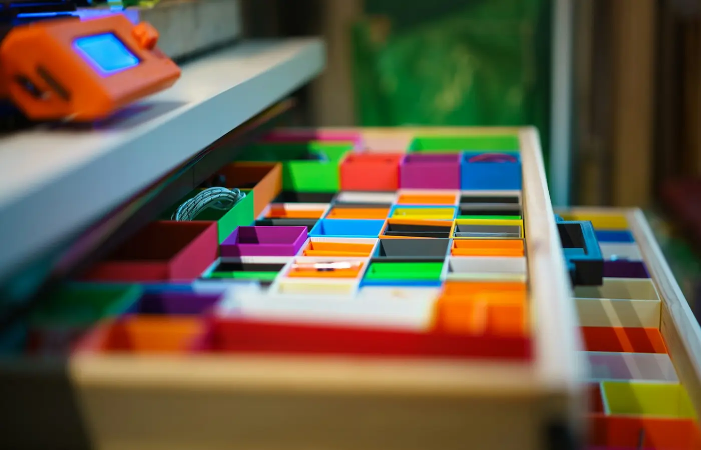 Magnetic tiles and a storage shelf